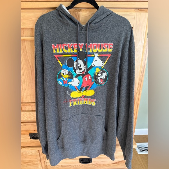 Disney Tops - Disney Mickey Mouse & Friends Charcoal Gray Pullover Hoodie Sweatshirt XXL